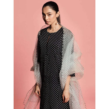 Label Earthen Women Black Polka Dots Kurta with Pant & Dupatta (Set of 3)