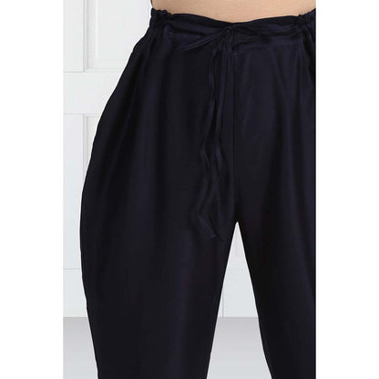 Label Earthen Women Navy Blue Embroidered Kurta with Pant & Dupatta (Set of 3)