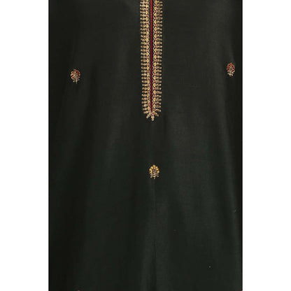 Label Earthen Women Black Embroidered Kurta with Pant & Dupatta (Set of 3)