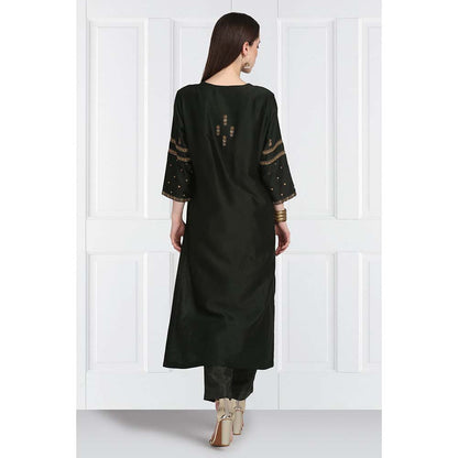 Label Earthen Women Black Embroidered Kurta with Pant & Dupatta (Set of 3)