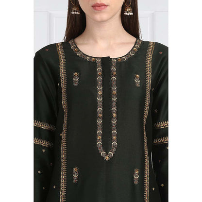 Label Earthen Women Black Embroidered Kurta with Pant & Dupatta (Set of 3)