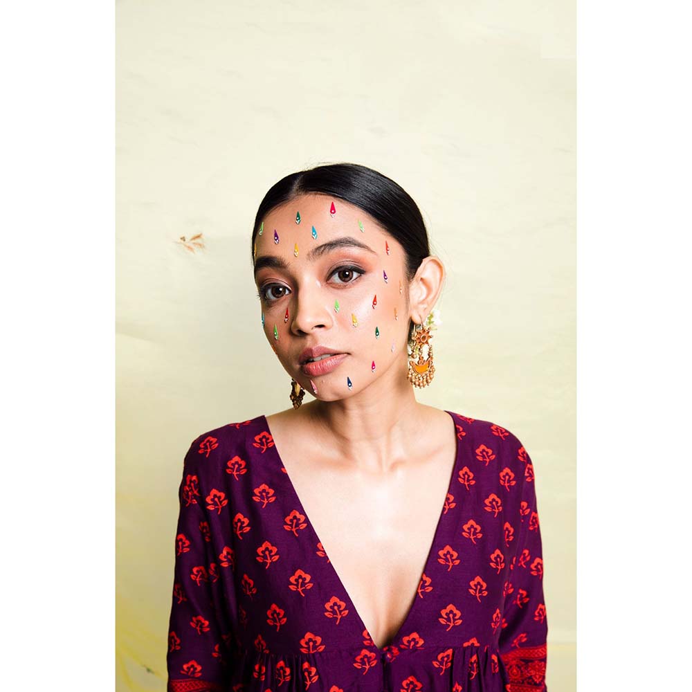 Label Earthen Women Purple Floral Kurta with Pant & Dupatta (Set of 3)