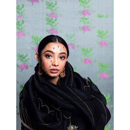 Label Earthen Women Black Embroidered Kurta with Pant & Dupatta (Set of 3)