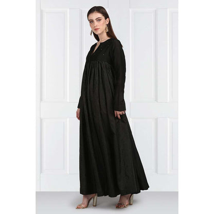 Label Earthen Women Black Stripes Maxi Dress