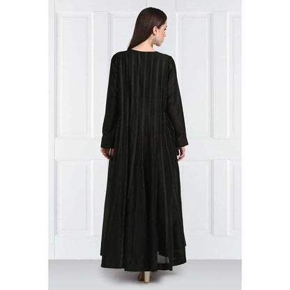 Label Earthen Women Black Stripes Maxi Dress