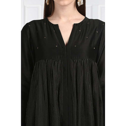 Label Earthen Women Black Stripes Maxi Dress