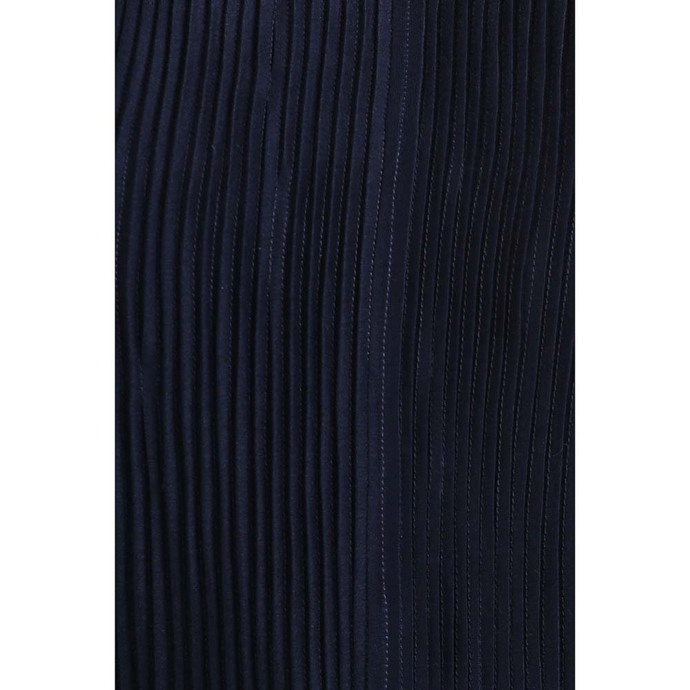 Label Earthen Women Navy Blue Pleated Maxi Dress with Belt (Set of 2)