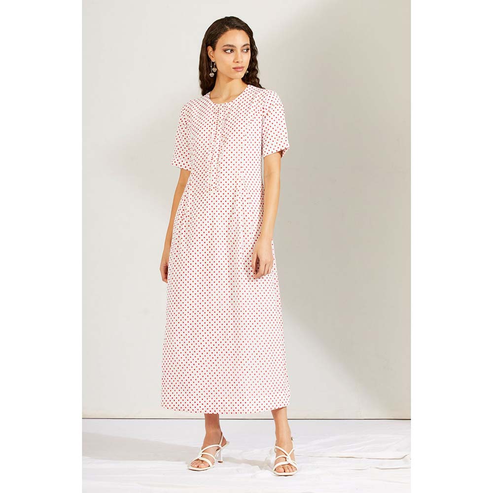 Label Earthen Women Red Polka Dots Midi Dress