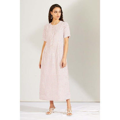 Label Earthen Women Red Polka Dots Midi Dress