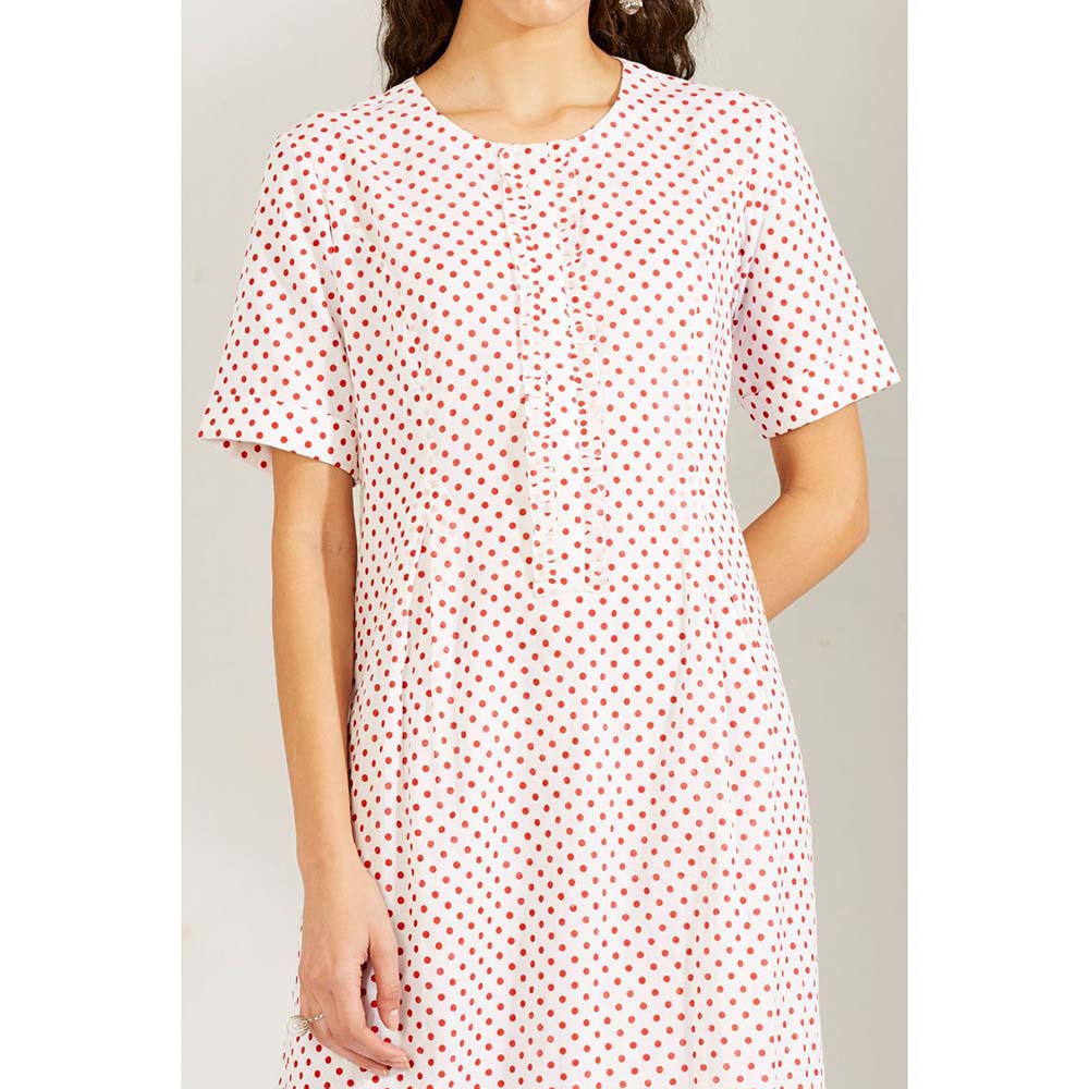 Label Earthen Women Red Polka Dots Midi Dress