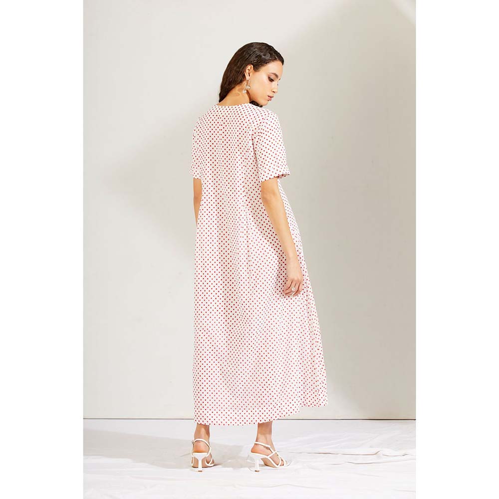 Label Earthen Women Red Polka Dots Midi Dress
