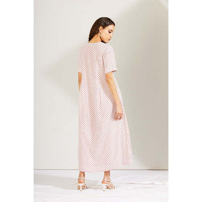 Label Earthen Women Red Polka Dots Midi Dress