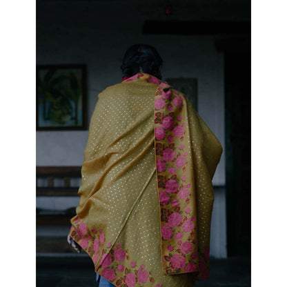 Label Earthen Women Mustard Floral Kurta with Salwar & Dupatta (Set of 3)