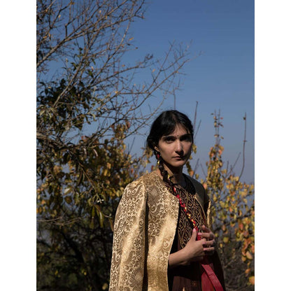 Label Earthen Women Brown Embroidered Kurta with Sharara (Set of 2)