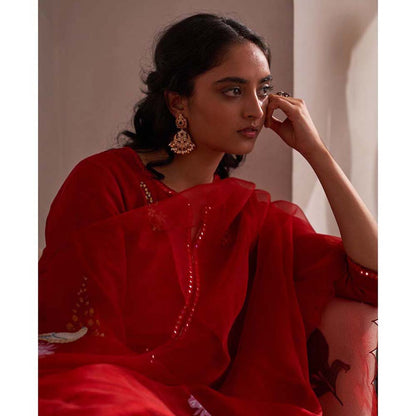 Label Earthen Gul Gurhal Embellished Kurta Pant with Dupatta (Set of 3)