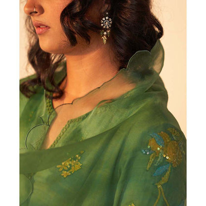 Label Earthen Jhumka Sitara Phool Kurta Pant with Dupatta (Set of 3)