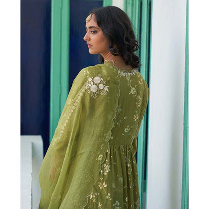 Label Earthen Neem Chameli Kurta Pant with Dupatta (Set of 3)