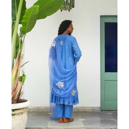 Label Earthen Asmani Champa Sitara Kurta Pant with Dupatta (Set of 3)