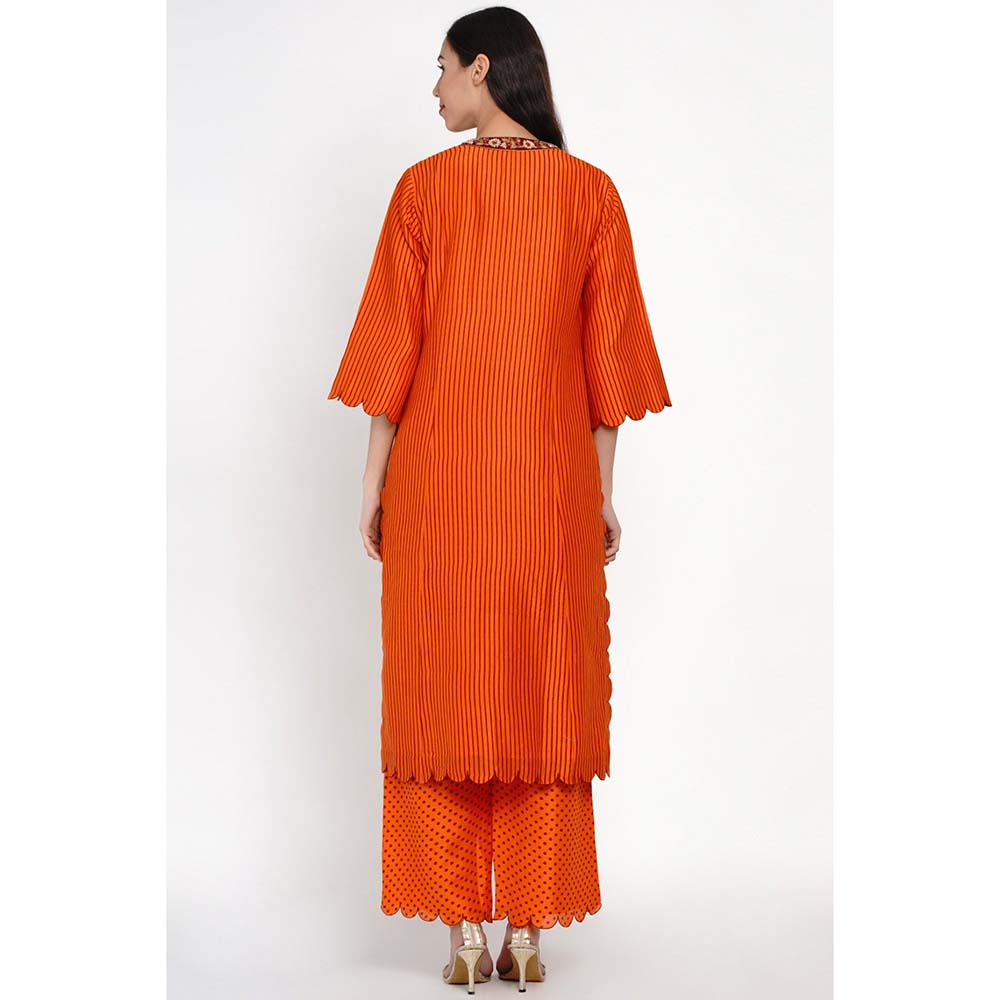 Label Earthen Kesar Dhari Silk Kurta with Pant & Dupatta (Set of 3)