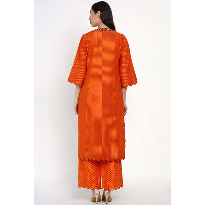 Label Earthen Kesar Dhari Silk Kurta with Pant & Dupatta (Set of 3)