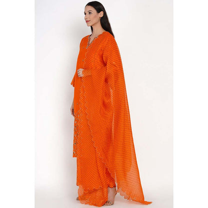 Label Earthen Kesari Zari Buti Kurta Pant with Dupatta (Set of 3)