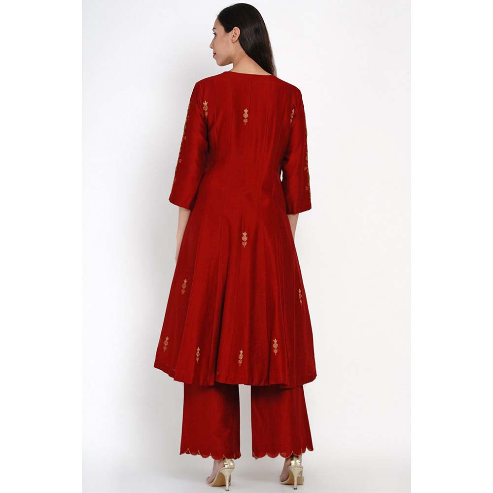 Label Earthen Kumkum Banarasi Buti Kurta Pant with Dupatta (Set of 3)