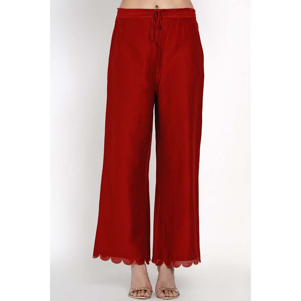 Label Earthen Kumkum Banarasi Buti Kurta Pant with Dupatta (Set of 3)