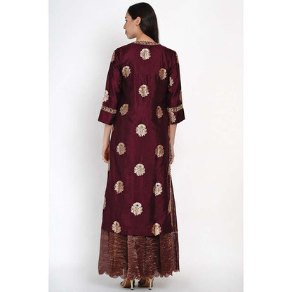 Label Earthen Phalsa Zari Resham Kurta with Sharara (Set of 2)