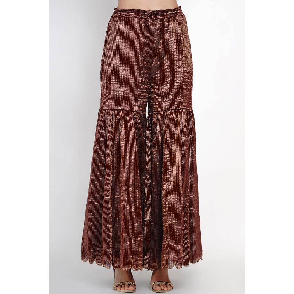 Label Earthen Phalsa Zari Resham Kurta with Sharara (Set of 2)