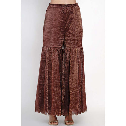Label Earthen Phalsa Zari Resham Kurta with Sharara (Set of 2)