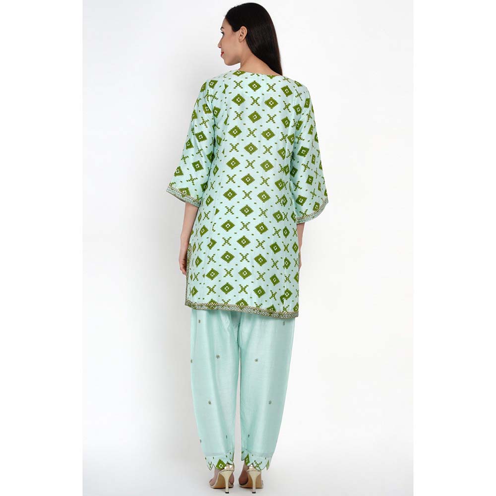 Label Earthen Green Geomatic Kurta & Pant (Set of 2)