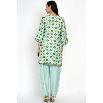 Label Earthen Green Geomatic Kurta & Pant (Set of 2)