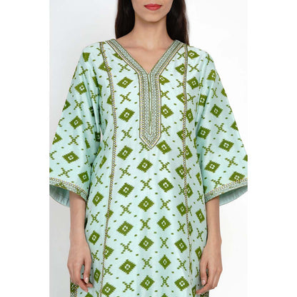 Label Earthen Green Geomatic Kurta & Pant (Set of 2)