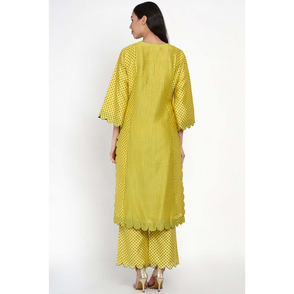 Label Earthen Nirali Straight Striped Kurta Pant with Embroidered Dupatta (Set of 3)