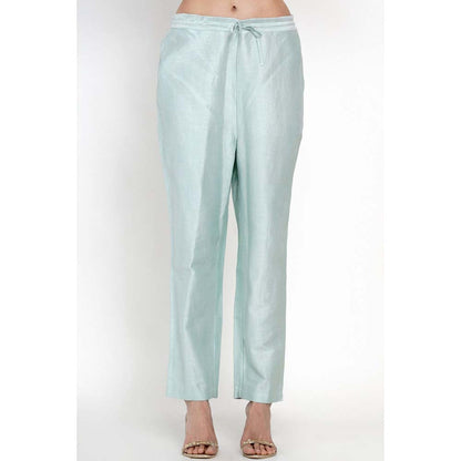 Label Earthen Ambar Brocade Blue Embroidered Kurta Pant with Dupatta (Set of 3)