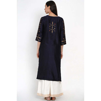 Label Earthen Neelzari Zari & Hand Embroidered Kurta Palazzo & Dupatta (Set of 2)