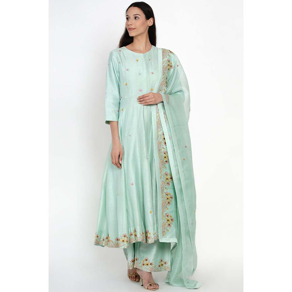 Label Earthen Nirali Jhalar Kalidaar Kurta Pant with Dupatta (Set of 3)