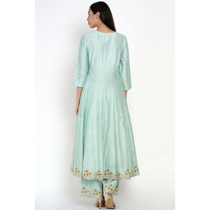Label Earthen Nirali Jhalar Kalidaar Kurta Pant with Dupatta (Set of 3)