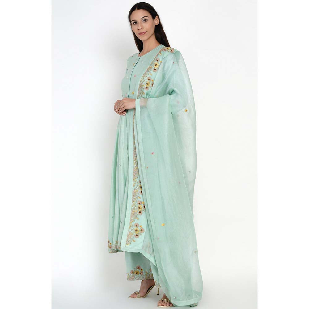Label Earthen Nirali Jhalar Kalidaar Kurta Pant with Dupatta (Set of 3)