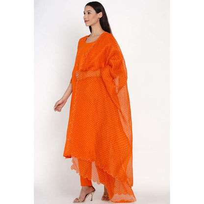 Label Earthen Kesari Hand-Embroidered Motif Kurta with Pant & Dupatta (Set of 3)