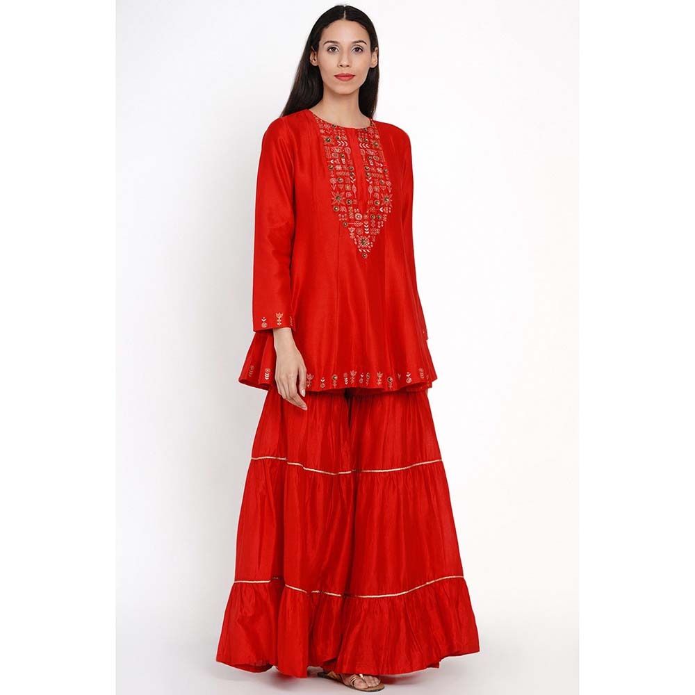 Label Earthen Oorja Embroidered Kurta with Sharara (Set of 2)