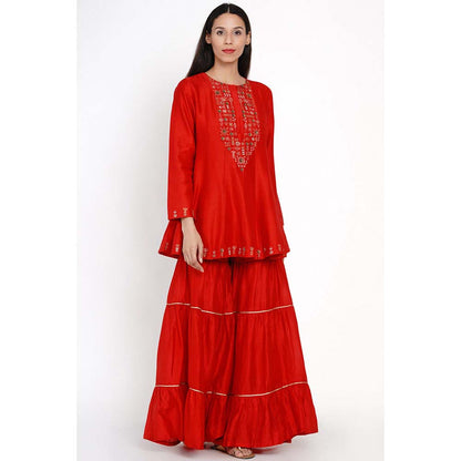 Label Earthen Oorja Embroidered Kurta with Sharara (Set of 2)