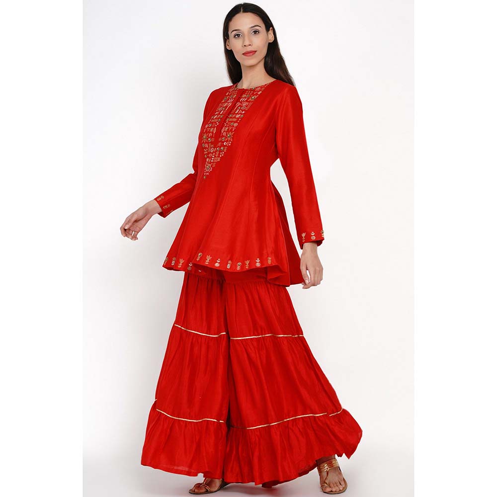 Label Earthen Oorja Embroidered Kurta with Sharara (Set of 2)