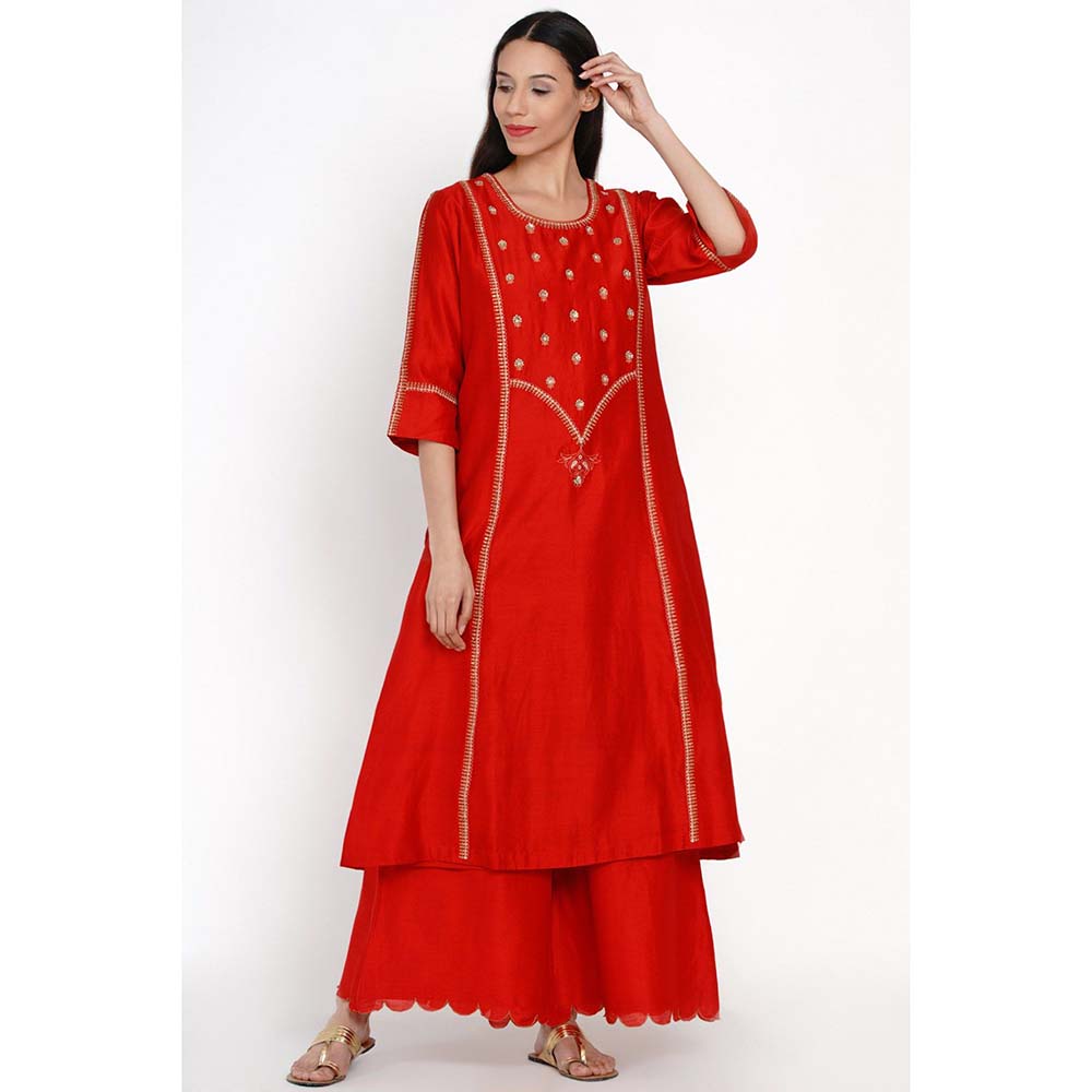 Label Earthen Bhavya Embroidered Kurta with Palazzo (Set of 2)