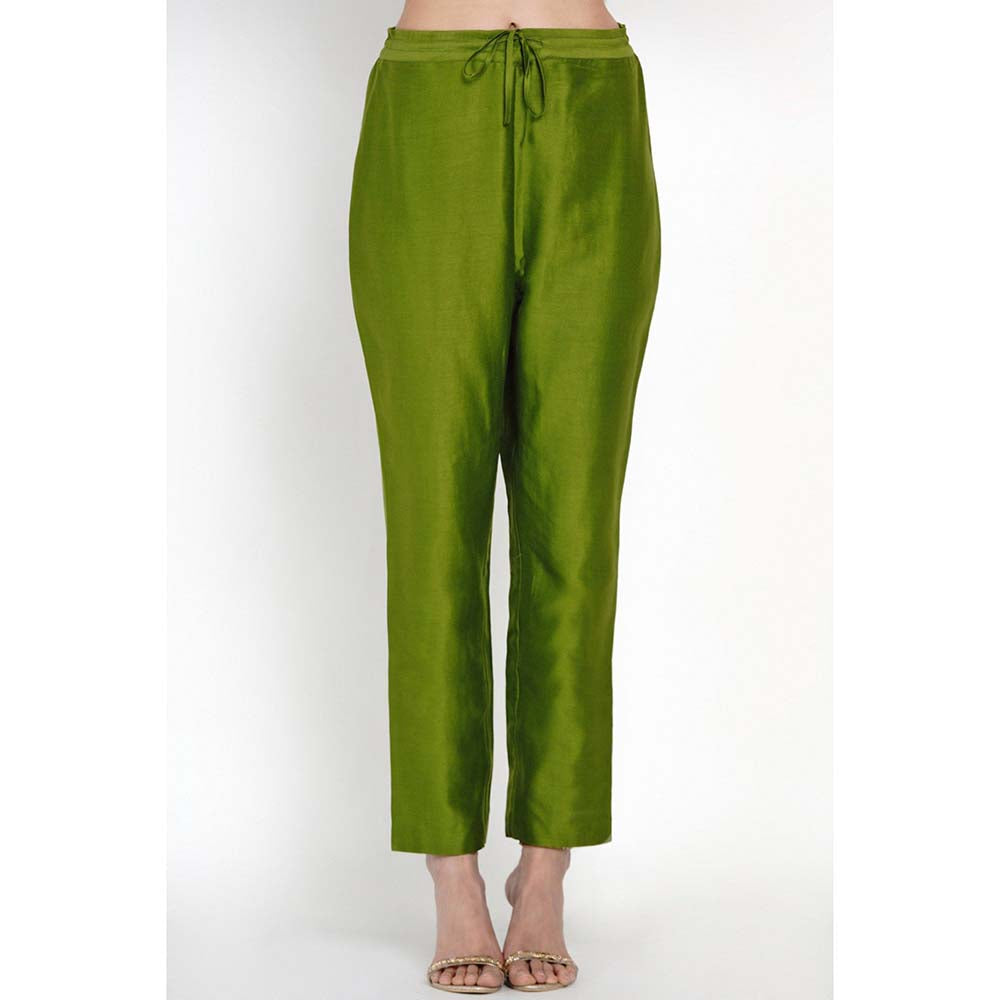 Label Earthen Kastoori Kali Silk Embroidered Kurta with Pant (Set of 2)