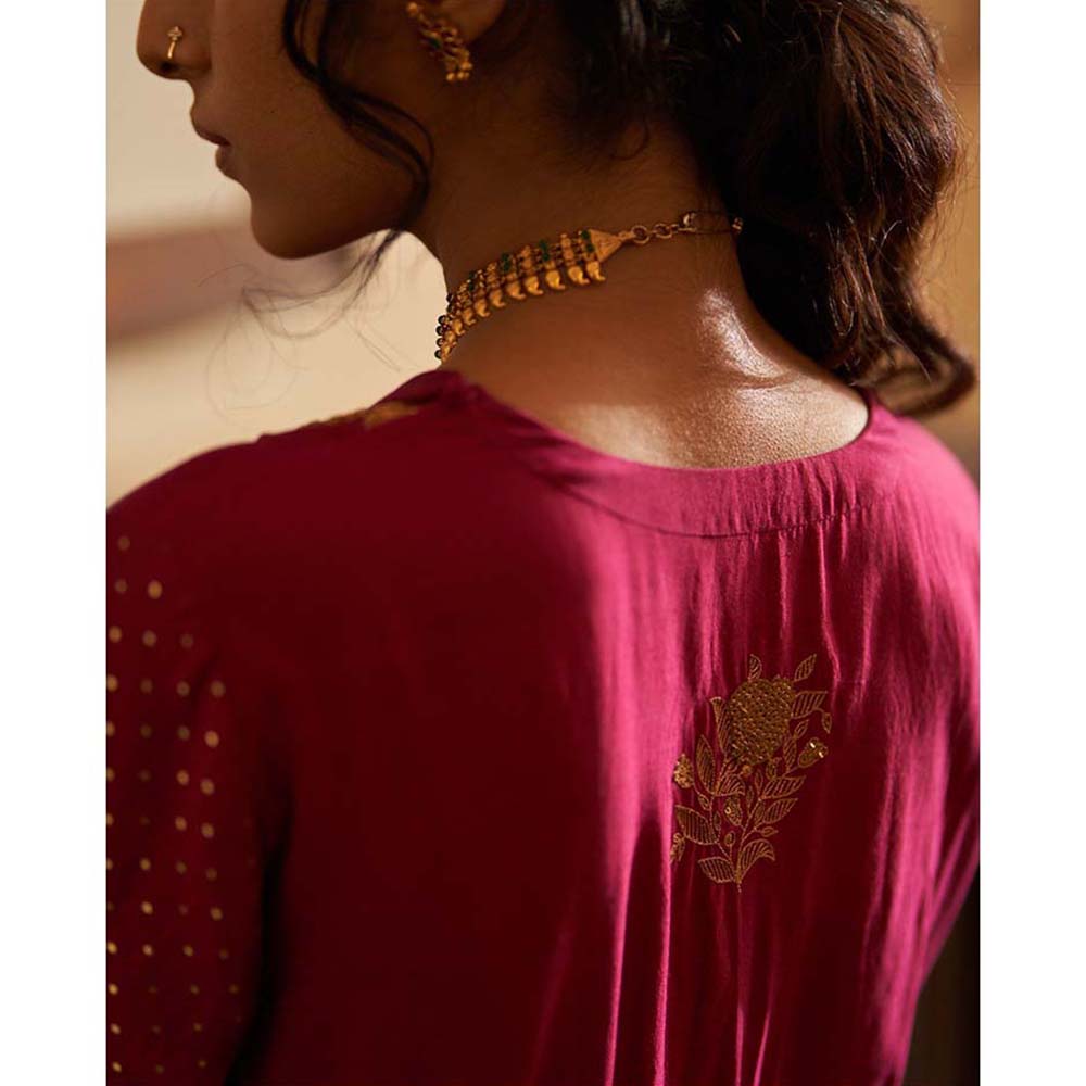 Label Earthen Sunari Dhaari Zari Kalidar Kurta with Pant (Set of 2)