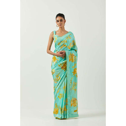 Label Earthen Asmaani Jaak Sitara Saree with Stitched Blouse