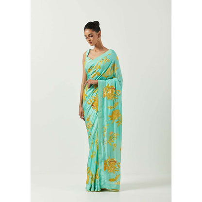 Label Earthen Asmaani Jaak Sitara Saree with Stitched Blouse