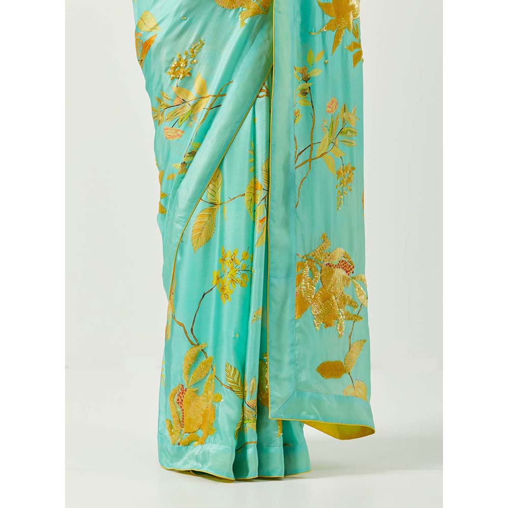 Label Earthen Asmaani Jaak Sitara Saree with Stitched Blouse