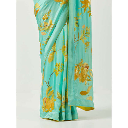Label Earthen Asmaani Jaak Sitara Saree with Stitched Blouse